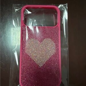 Pink Rhinestone Heart Phone Case - Fashionable Protection